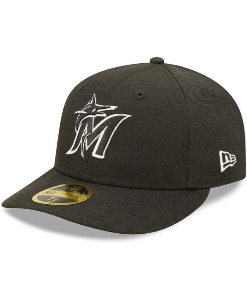 Men's Miami Marlins Black and White Low Profile 59FIFTY Fitted Hat