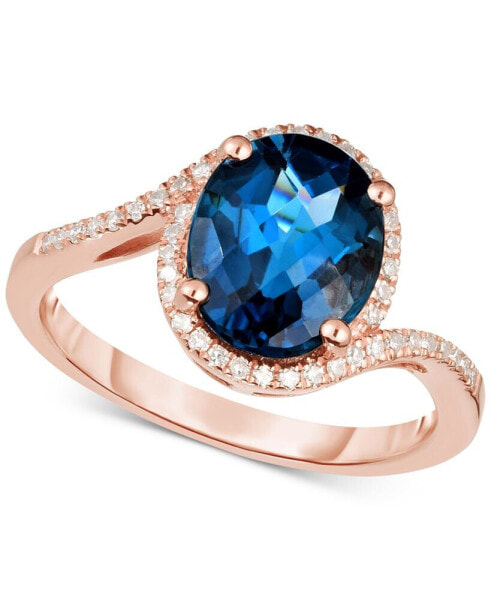 London Blue Topaz & Diamond (1/6 ct. t.w.) Ring in 14k Rose Gold