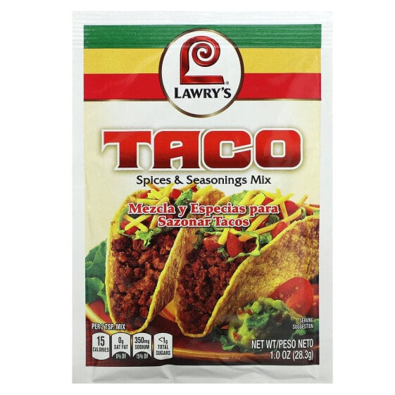 Lawry's, Taco, смесь специй и приправ, 28,3 г (1 унция)