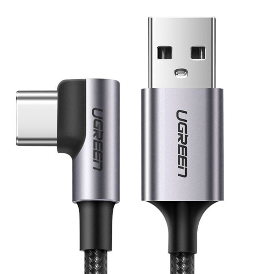 Przewód kabel kątowy boczna wtyczka USB - USB-C 1m 3A szary
