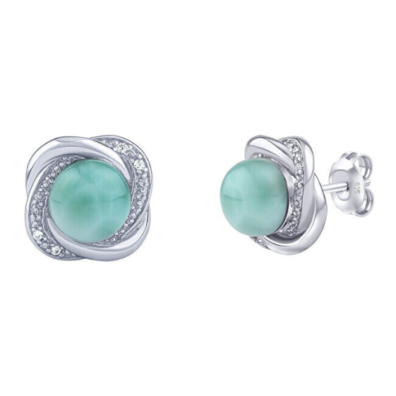 Silver earrings with natural Larimar Ariel JSTE14738LR