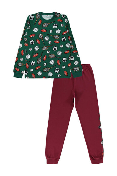 Erkek Çocuk Pijama Takımı 10-13 Yaş Çağla Yeşili