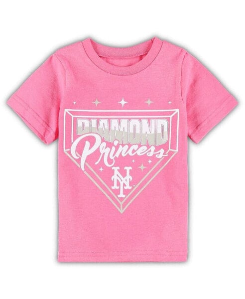 Girls Toddler Pink New York Mets Diamond Princess T-shirt