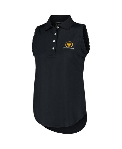 Women's Black Presidents Cup Opal Sleeveless Stretch Jersey Polo