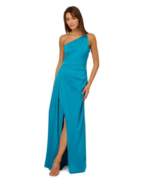 Women's One-Shoulder Stretch Satin Gown