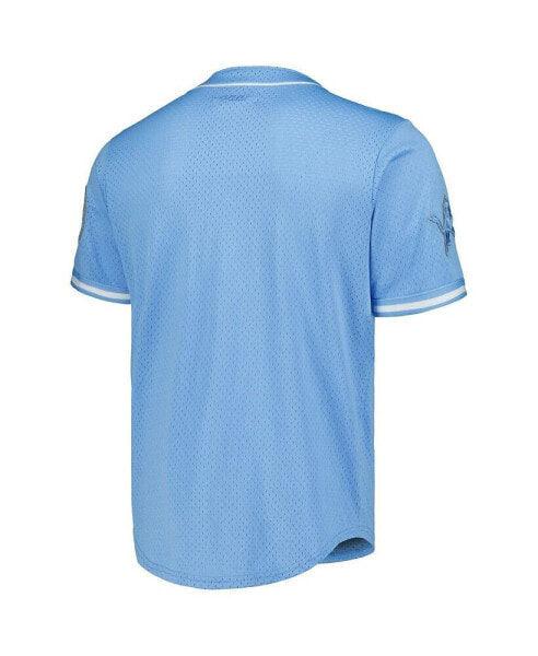 Men's Blue Detroit Lions Triple Tonal Mesh Button-Up Shirt