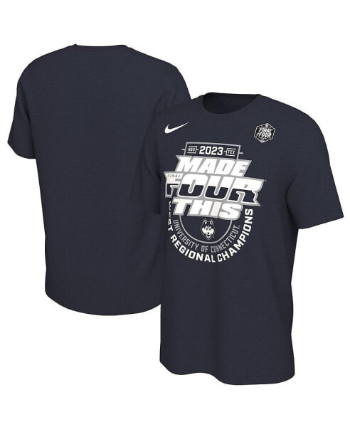 Men's and Women's Navy UConn Huskies 2023 NCAA Men's Basketball Tournament March Madness Final Four Regional Champions Locker Room T-shirt