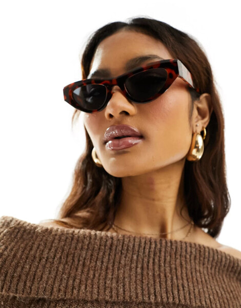 ASOS DESIGN angular cat eye sunglasses in tort