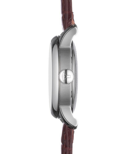 Women's Swiss Automatic Le Locle Brown Leather Strap Watch 29mm