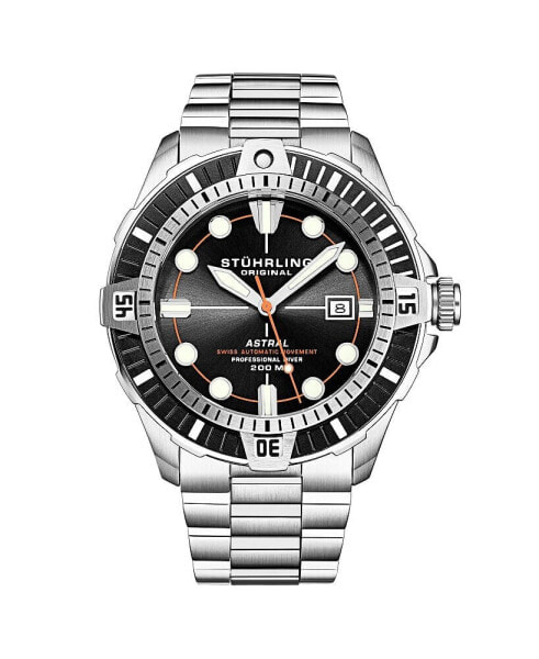 Men's Aquadiver Silver-tone Stainless Steel , Black Dial , 45mm Round Watch
