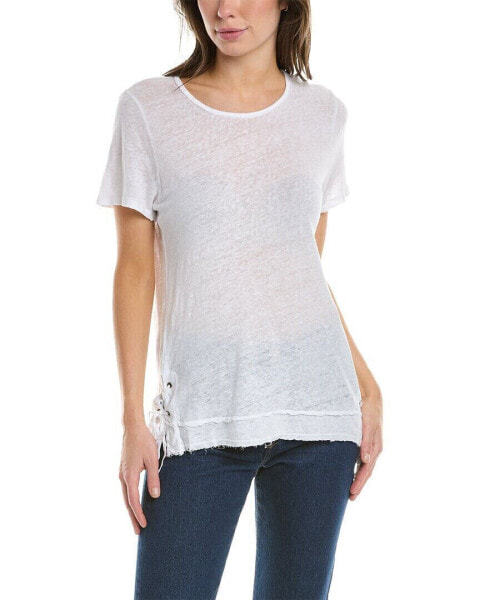 Xcvi Valkie Lace-Up Linen T-Shirt Women's S