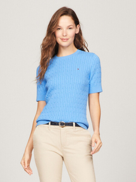 Short-Sleeve Cable Sweater