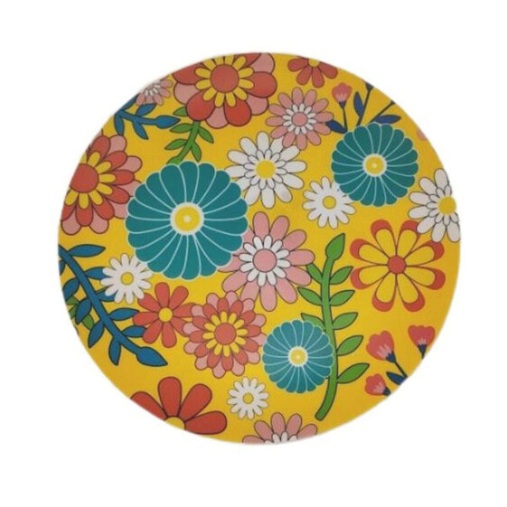 Плоская тарелка Versa Жёлтый полиэтилен RPET Цветы Ø 25 cm