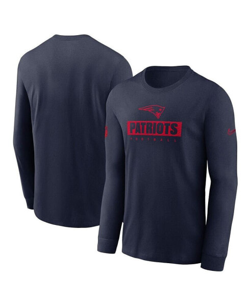 Men's Navy New England Patriots Sideline Performance Long Sleeve T-Shirt