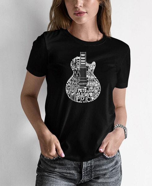 Women's Word Art Rock Guitar Head T-Shirt