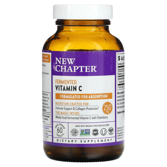 New Chapter, Ферментированный витамин C, 250 мг, 60 веганских таблеток