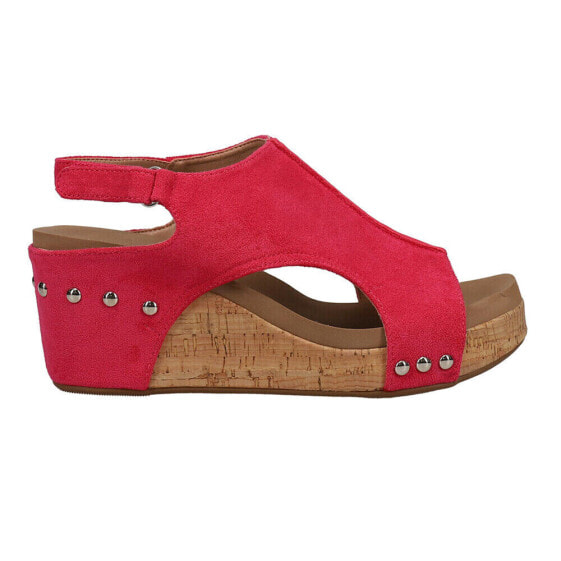 Corkys Carley Studded Wedge Womens Pink Casual Sandals 30-5316-FCHA