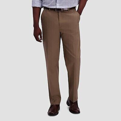 Haggar Men's Premium No Iron Classic Fit Flat Front Casual Pants - British