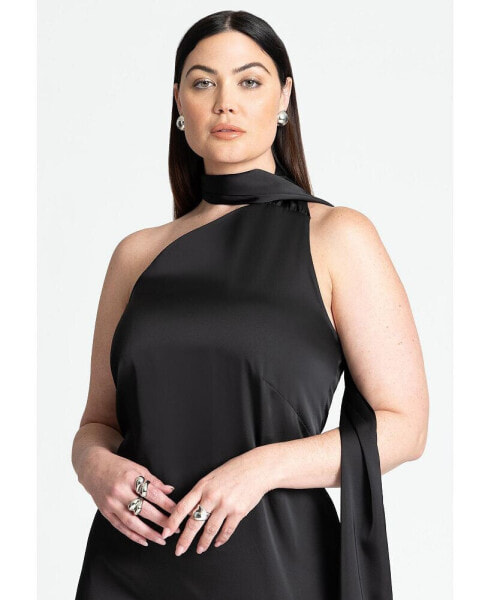 Plus Size Scarf Neck Maxi Dress