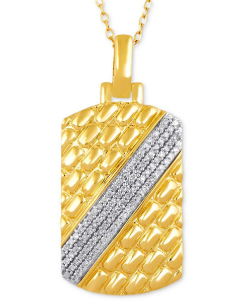 Men's Diamond Nugget-Inspired Dog Tag 22" Pendant Necklace (1/5 ct. t.w.) in 18k Gold-Plated Sterling Silver