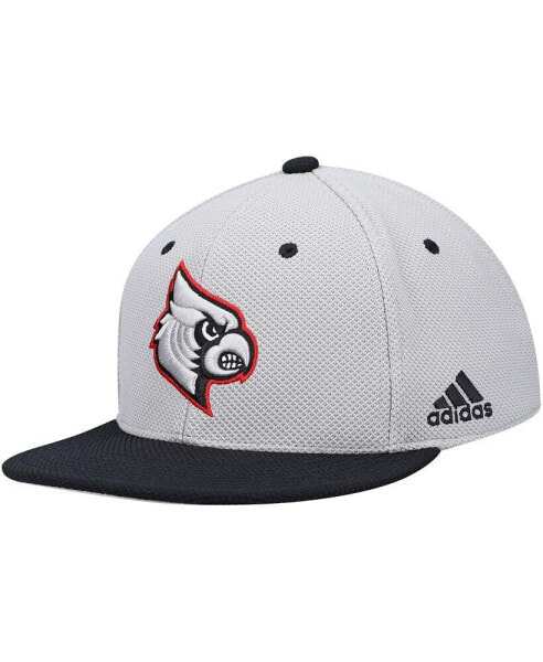 Men's Gray and Black Louisville Cardinals On-Field Baseball Fitted Hat