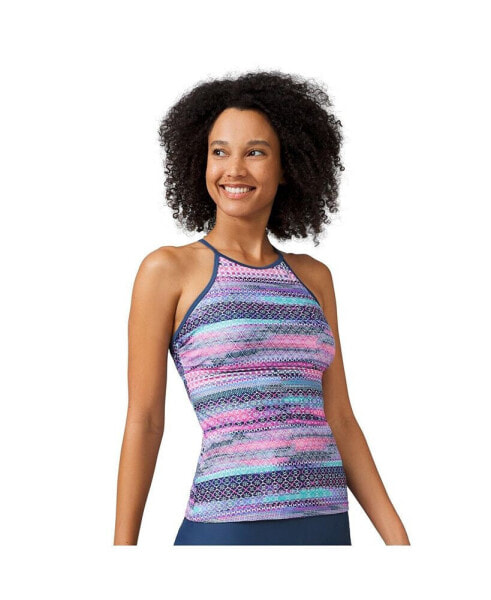 Women's High Neck Macrame Back Tankini Top