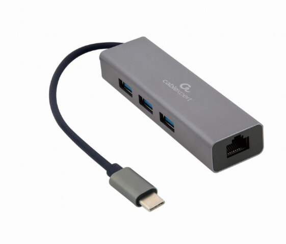Gembird A-CMU3-LAN-01 - USB 3.2 Gen 1 (3.1 Gen 1) Type-C - 10,100,1000 Mbit/s - IEEE 802.1Q - IEEE 802.1p - IEEE 802.3az - IEEE 802.3x - Grey - USB 3.2 Gen 1 (3.1 Gen 1) Type-A - Metal