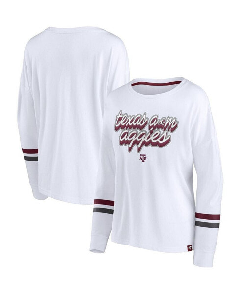 Women's White Texas A&M Aggies Retro Power Striped Long Sleeve T-shirt