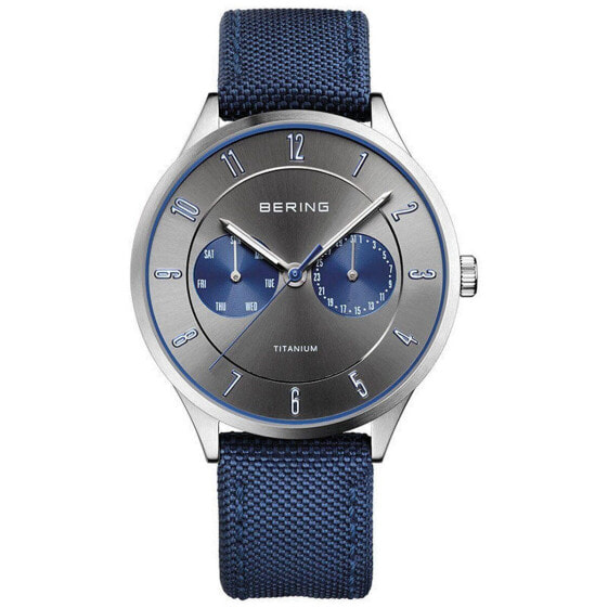 Bering Herren Armbanduhr Titanium 39 mm Armband Textil 11539-873