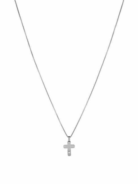 Krásný ocelový náhrdelník s křížkem MLJ335