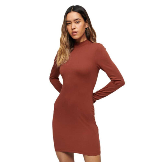 SUPERDRY Mock Neck Jersey Long Sleeve Short Dress