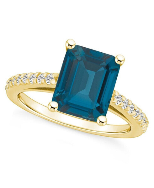London Blue Topaz (4-1/4 ct. t.w.) and Diamond (1/4 ct. t.w.) Ring in 14K Yellow Gold