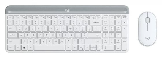 Logitech MK470 Slim Combo - Full-size (100%) - RF Wireless - QWERTZ - White - Mouse included