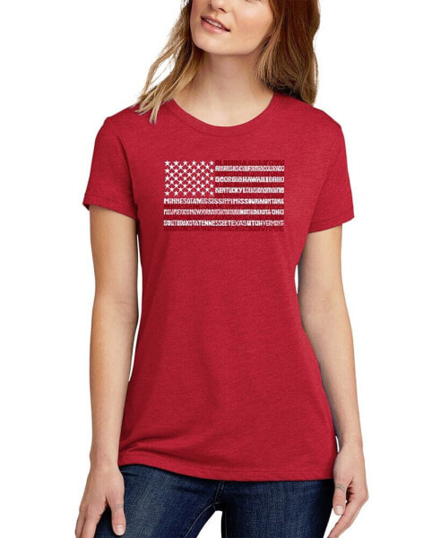 Women's Premium Blend 50 States USA Flag Word Art T-shirt