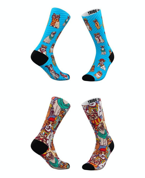 Men's and Women's Hipster Dog Socks, Set of 2