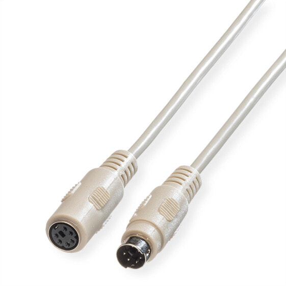 ROLINE Secomp PS/2 Cable - M - F 10 m - 10 m - 6-p Mini-DIN - 6-p Mini-DIN - Male - Female - Grey - Grey