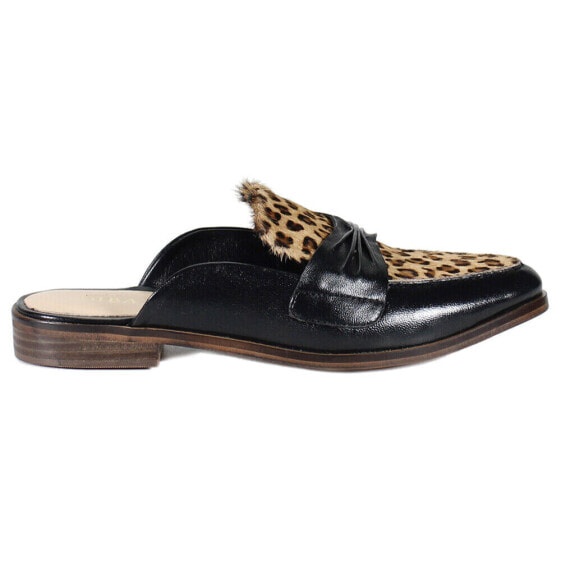 Diba True Au Pair Leopard Mule Loafers Womens Black 10618-986