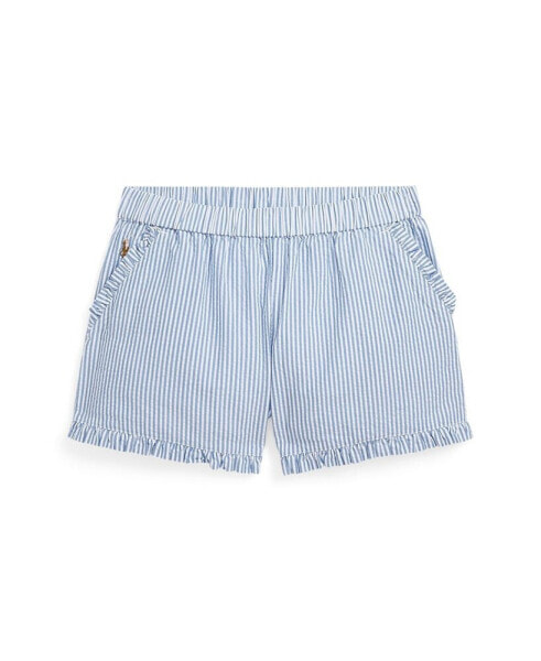 Big Girls Striped Ruffled Cotton Seersucker Shorts