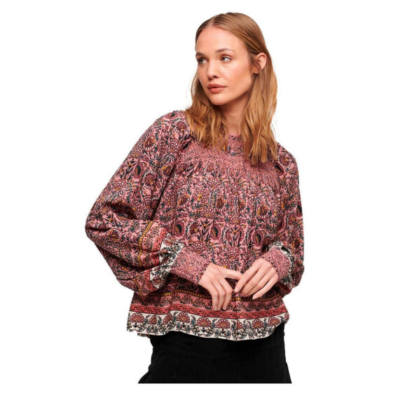 SUPERDRY Printed Smock Long Sleeve Round Neck T-Shirt