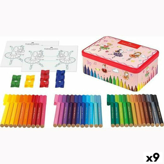 Набор маркеров Faber-Castell Connector Металлическая коробка Балерина Разноцветный (9 штук)