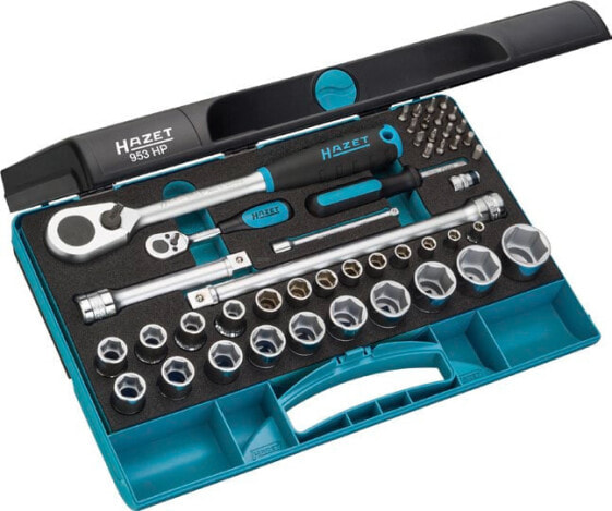 HAZET 953HP - Socket wrench set - 47 pc(s) - Black,Blue,Chrome - 1/2" - 10,11,12,13,14,15,16,17,18,19,21,22,24,27 mm