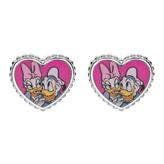Romantic silver earrings Donald and Daisy Duck ES00031SL