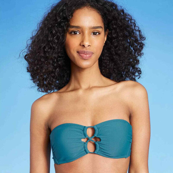 Women's Tunnel Keyhole Bandeau Bikini Top - Shade & Shore™ Dark Teal Small