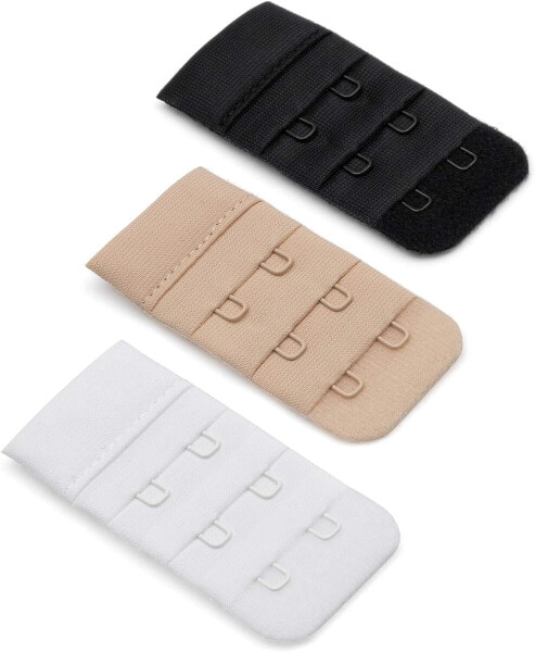 Herzmutter Set of 3 Bra Extenders - Beige / Black / White - 2/3 Hook Extension - Ideal During Pregnancy, Breastfeeding or Weight Gain - 9000