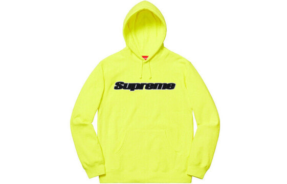 Supreme SS19 Chenille Hooded Sweatshirt Neon Yellow 植绒大logo连帽衫卫衣 男女同款 柠檬黄 送礼推荐 / Худи Supreme SS19 Chenille SUP-SS19-27