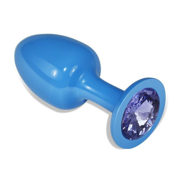 Анальная пробка из металла LOVETOY Metal Butt Plug Blue Rosebud с голубым драгоценным камнем