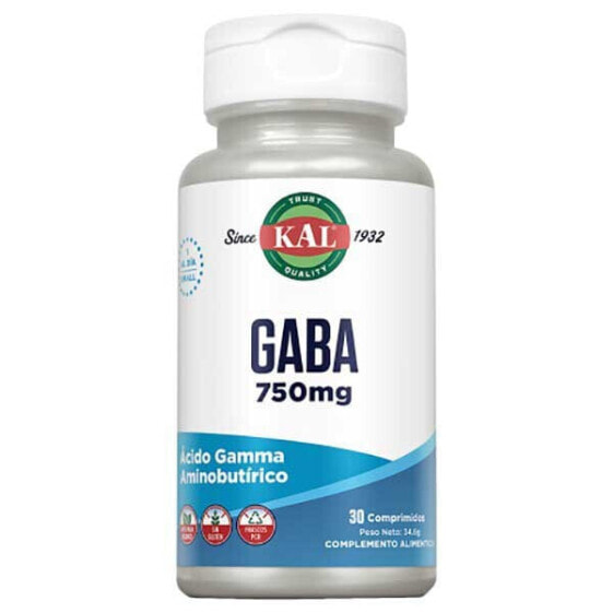 Таблетки KAL Gaba 750mg Аминокислот для спортсменов 30 штук