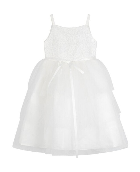 Little Girls Sleeveless Sparkle Mesh and Tulle Dress