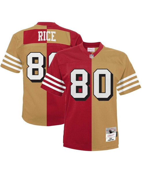 Men's Jerry Rice Scarlet, Gold San Francisco 49ers Big and Tall Split Legacy Retired Player Replica Jersey