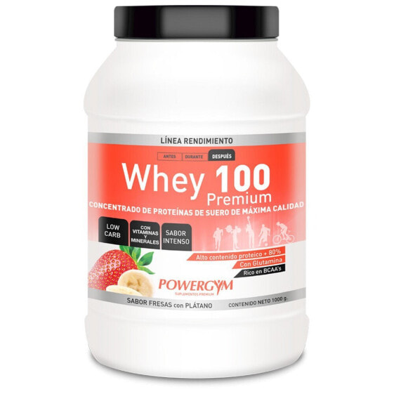 Протеин POWERGYM Whey 100 1кг "Клубника с бананом" для увеличения мышечной массы